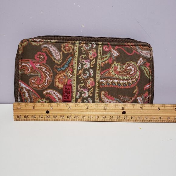 Maggi B Brown Paisley Zip Around Women's Wallet 7.5"×4.5" - Picture 3 of 7